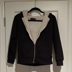 Vintage Havana Black Jacket With Heavy White Fleece